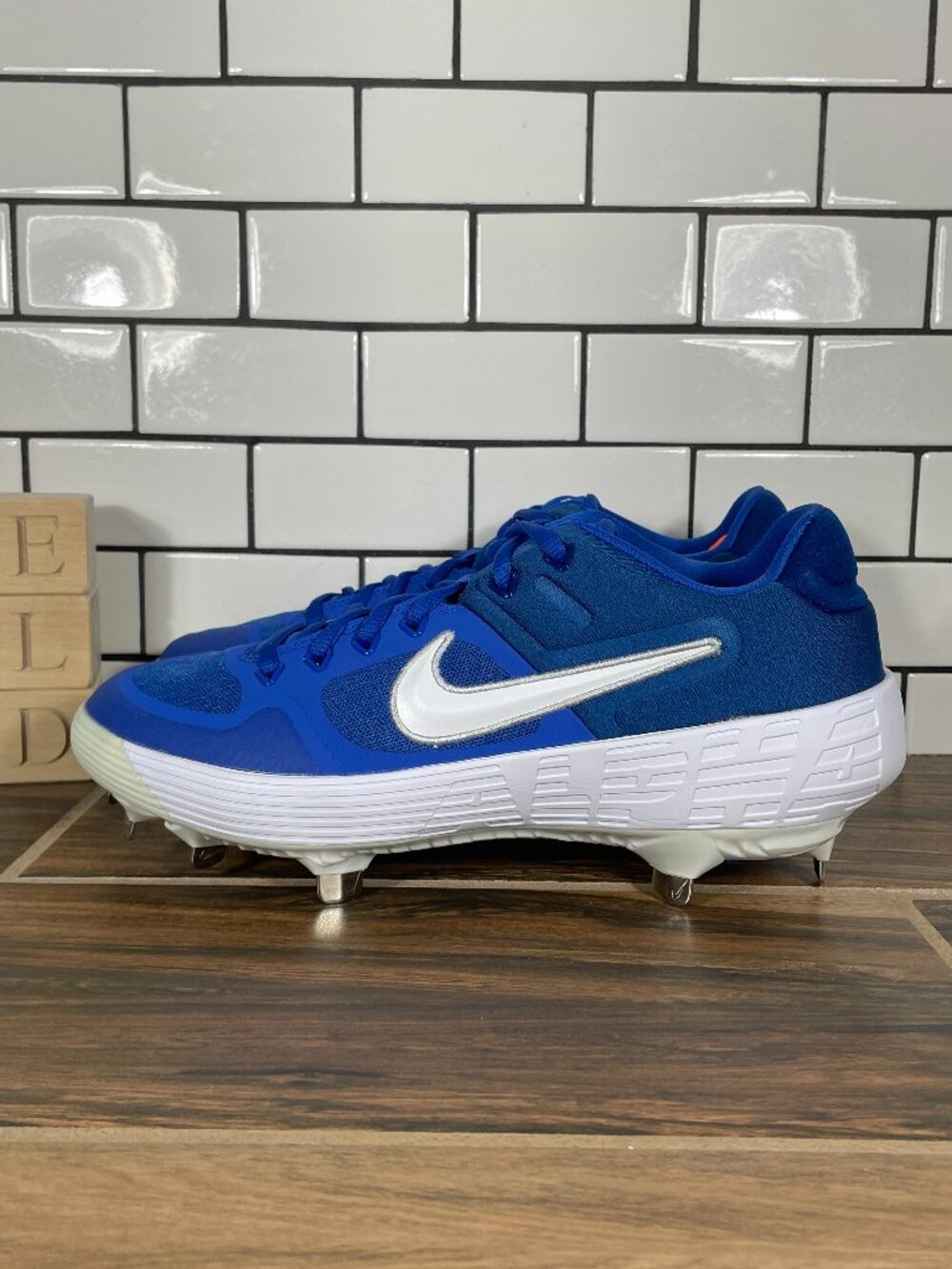 Nike Alpha Huarache Elite 2 Low Shoes Mens Size 7.5 Blue Baseball Spikes Cleats
